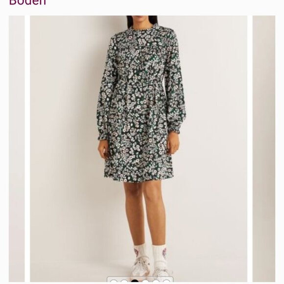 Boden Woman's Easy Yoke Mini Jersey In Heart Bloom Floral Summer Dress Sz 10L - Picture 2 of 13